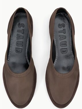 NIB STAUD Brown Ballet Flats Suede Espresso Alba Sport